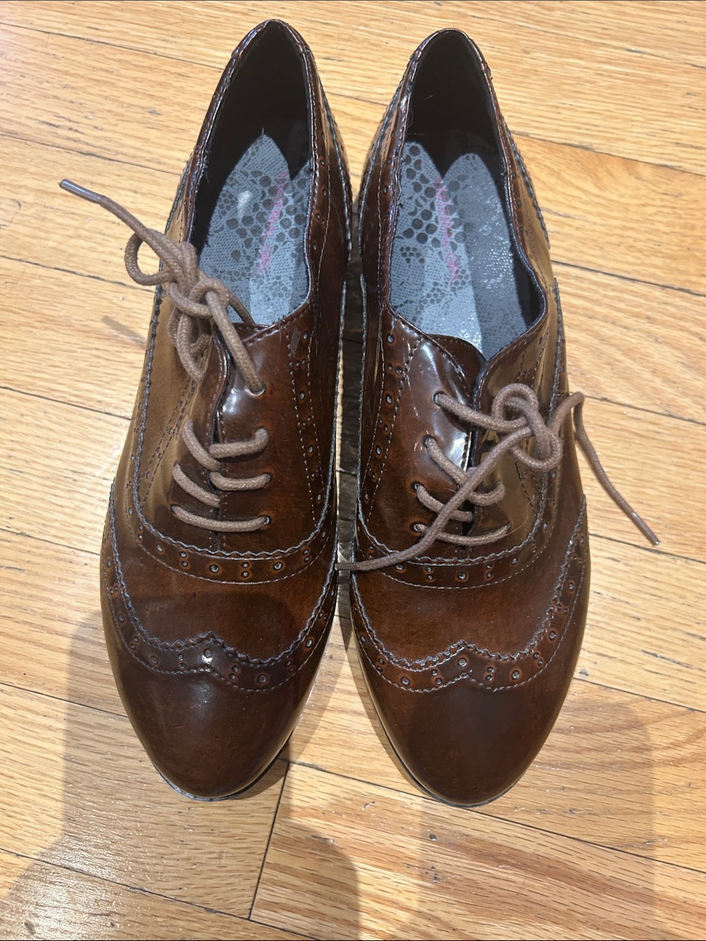 Material Girl Brown Brogue Oxford Lace-Up Shoes